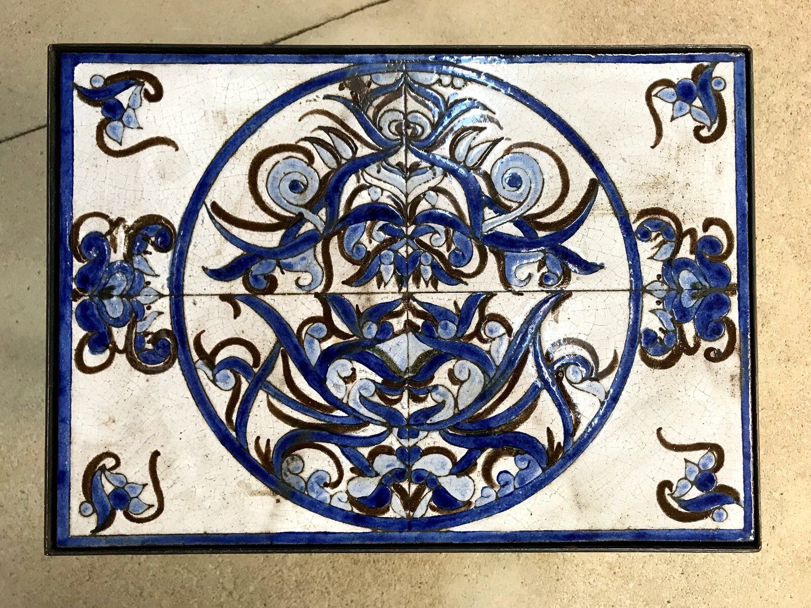 Italian ceramic tiles & steel side tables or nightstands, 1970s, set of 2