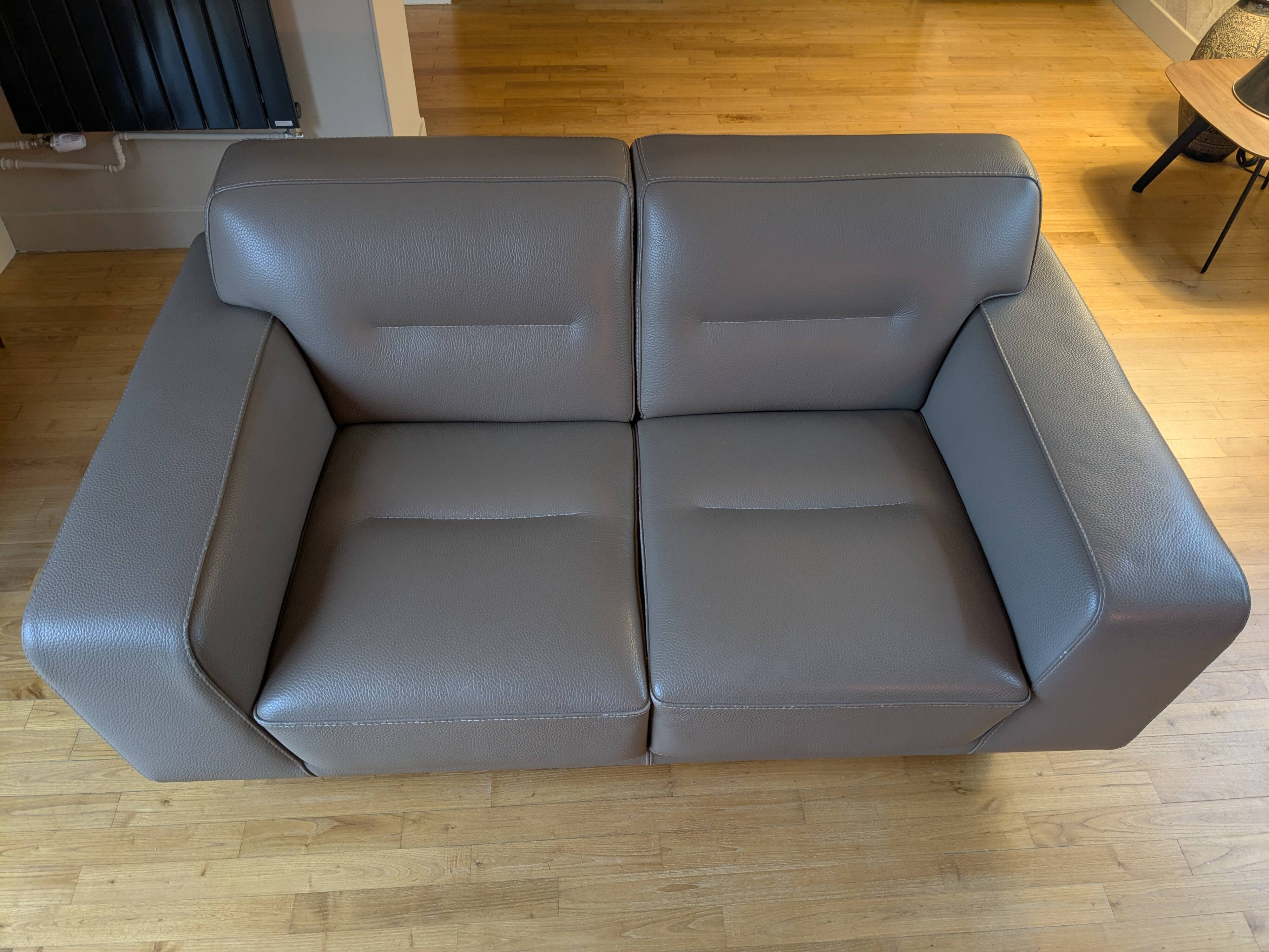 Grey leather sofa Rochebobois