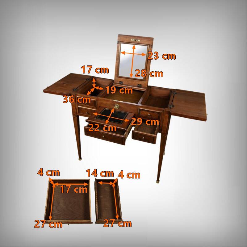 Coiffeuse en Marqueterie de Bois de Rose, style Louis XVI – 1ère partie XXe