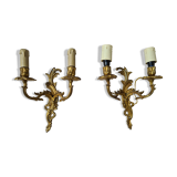 Paire appliques en bronze doré de style Louis XV,  époque fin XIXÈME