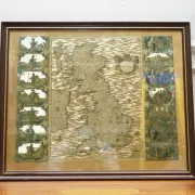 Vintage Map Golden Leaf of the British Isles by Joannes Janssen, 1646