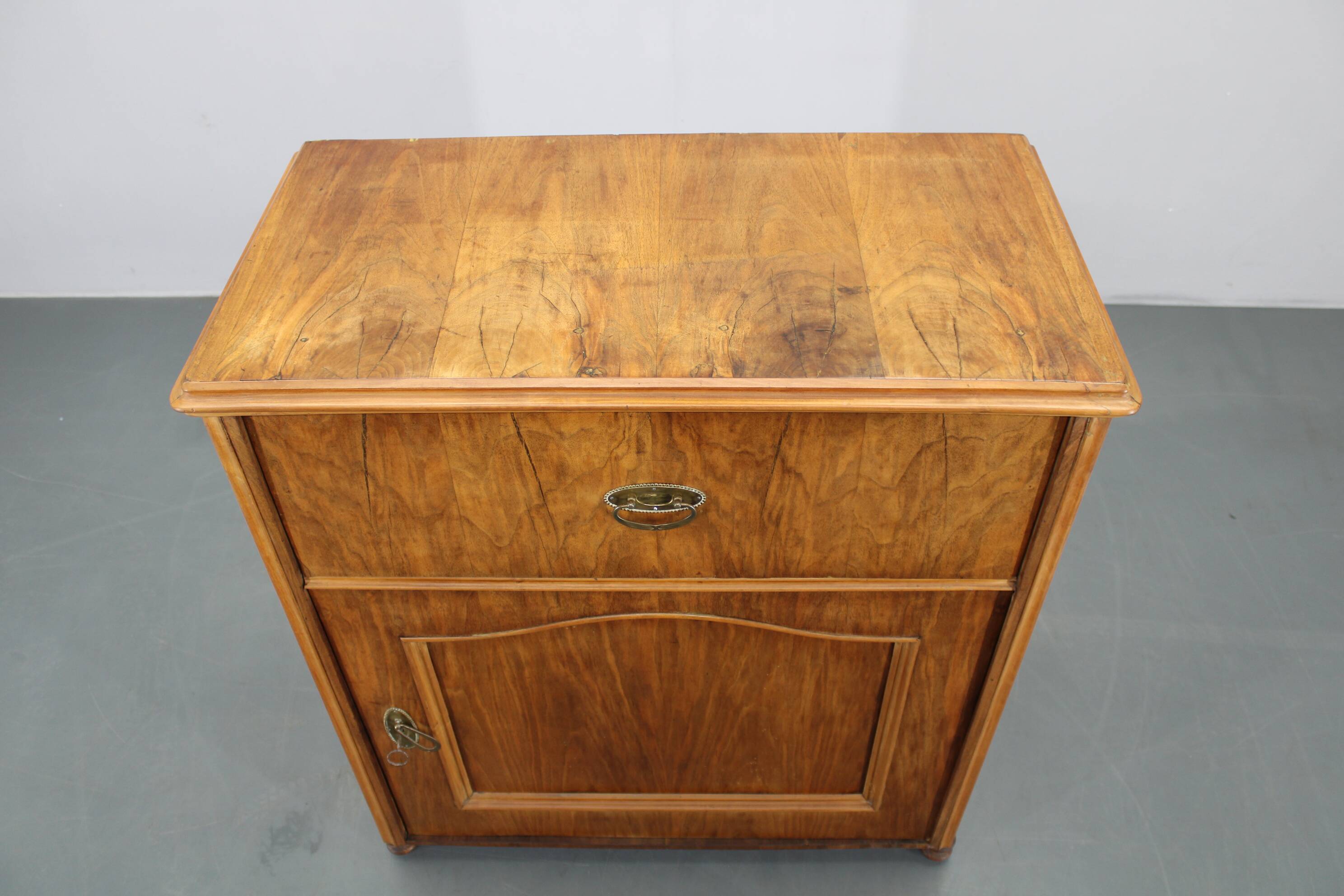 Antique Cabinet in Walnut Finish, Czechoslovakia