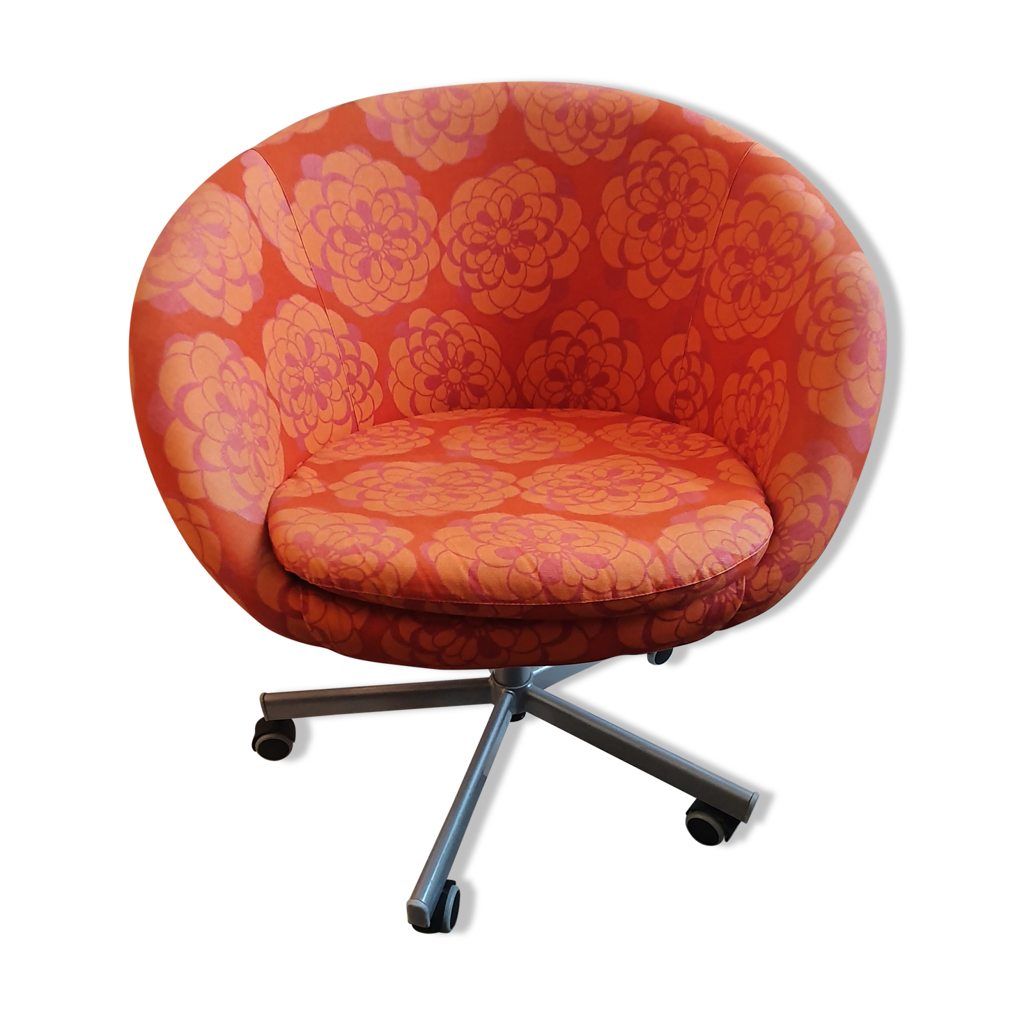 Seventies wheeled basket armchair