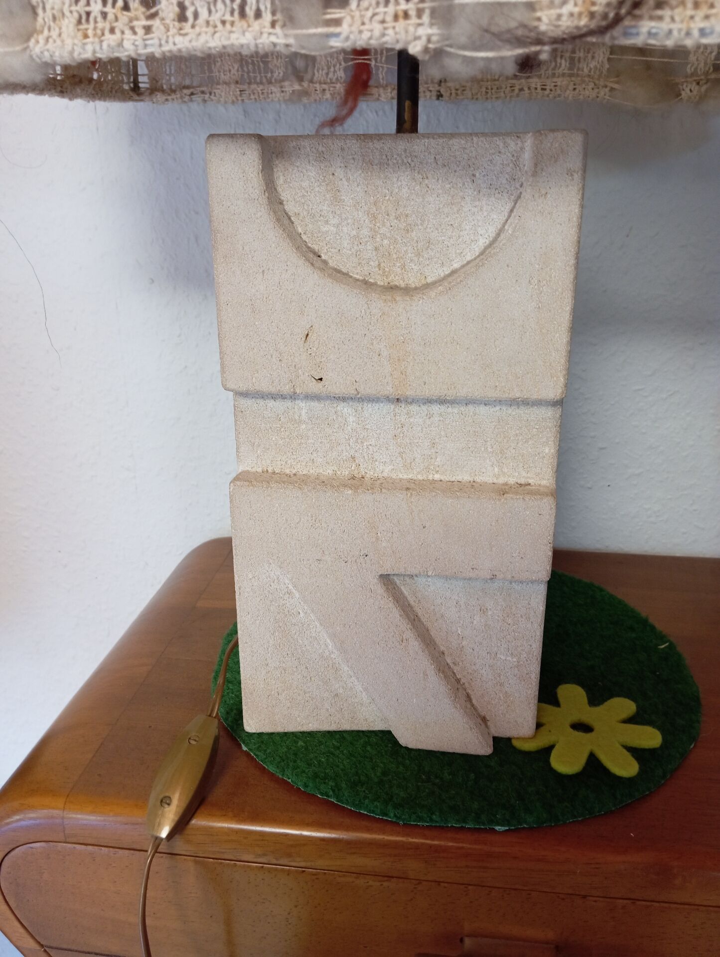 Geometric sculpted stone lamp from the 60s-70s.