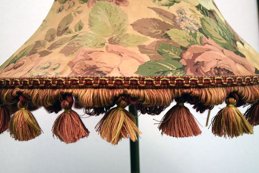 Ceramic floor lamp with little roses, 1950s