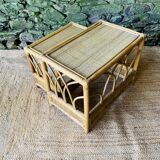 Set of two rattan and wicker nesting tables