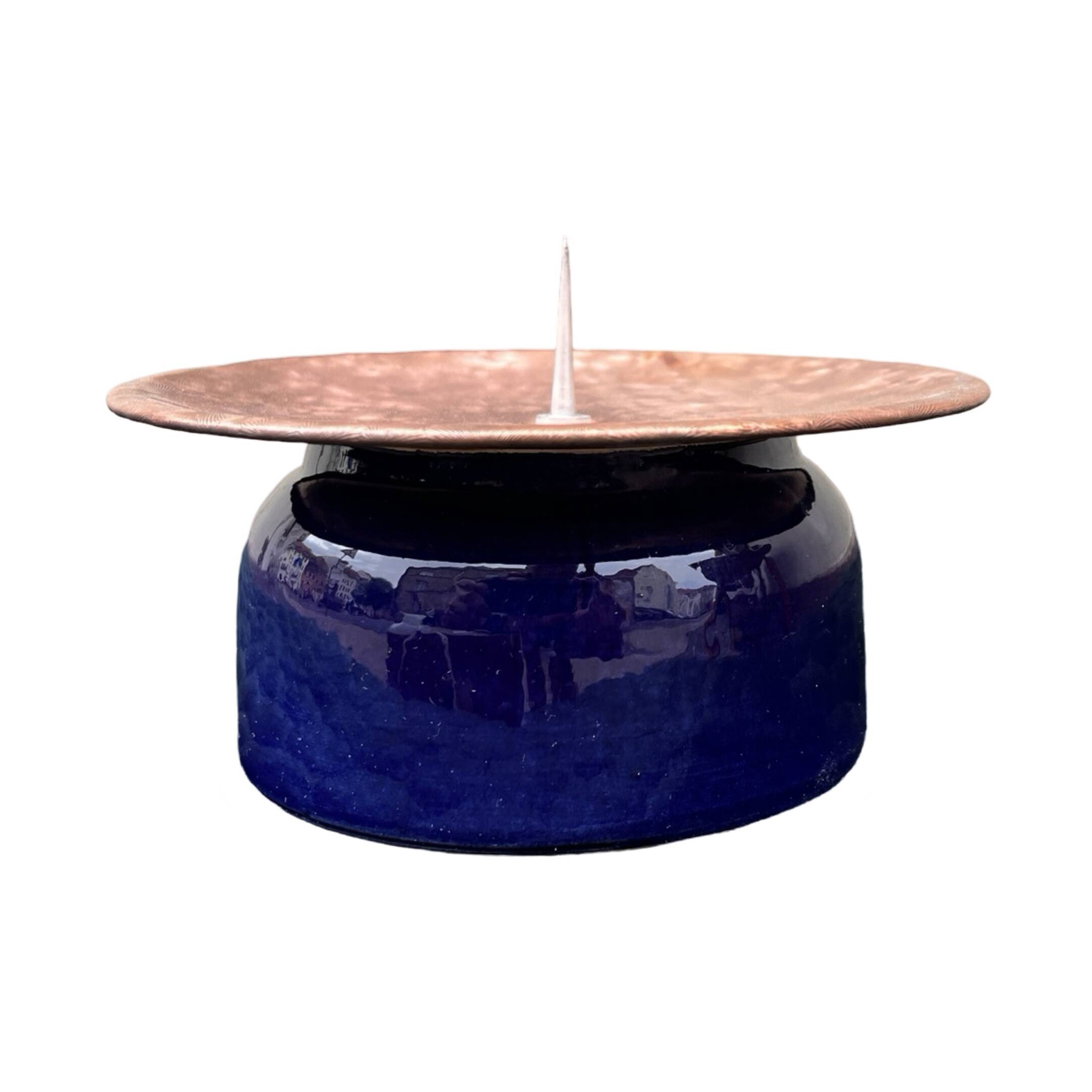 Copper and ceramic candlestick in modern style, Germany, 1970s.