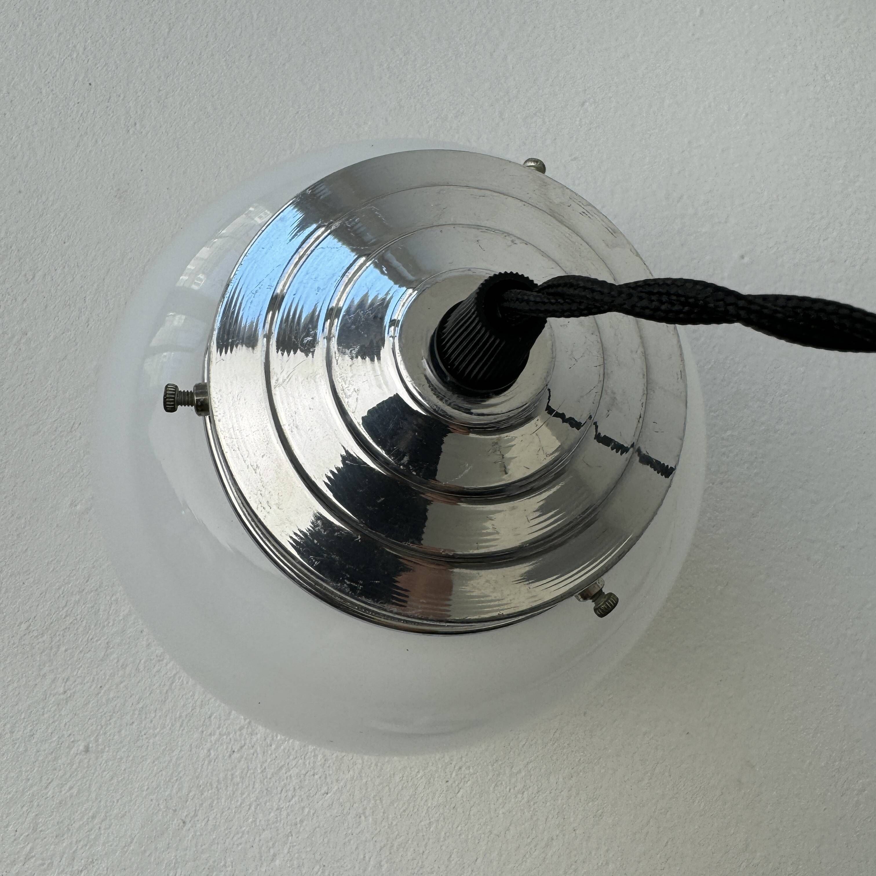 Pair of small vintage opaline pendant lights, 15 cm