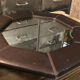 Miroir mural octogonal en cuir marron vintage 67,5x67,5 cm