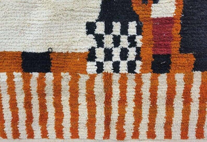 Multicoloured Moroccan Berber rug 300x200 cm – figurative pattern – handmade