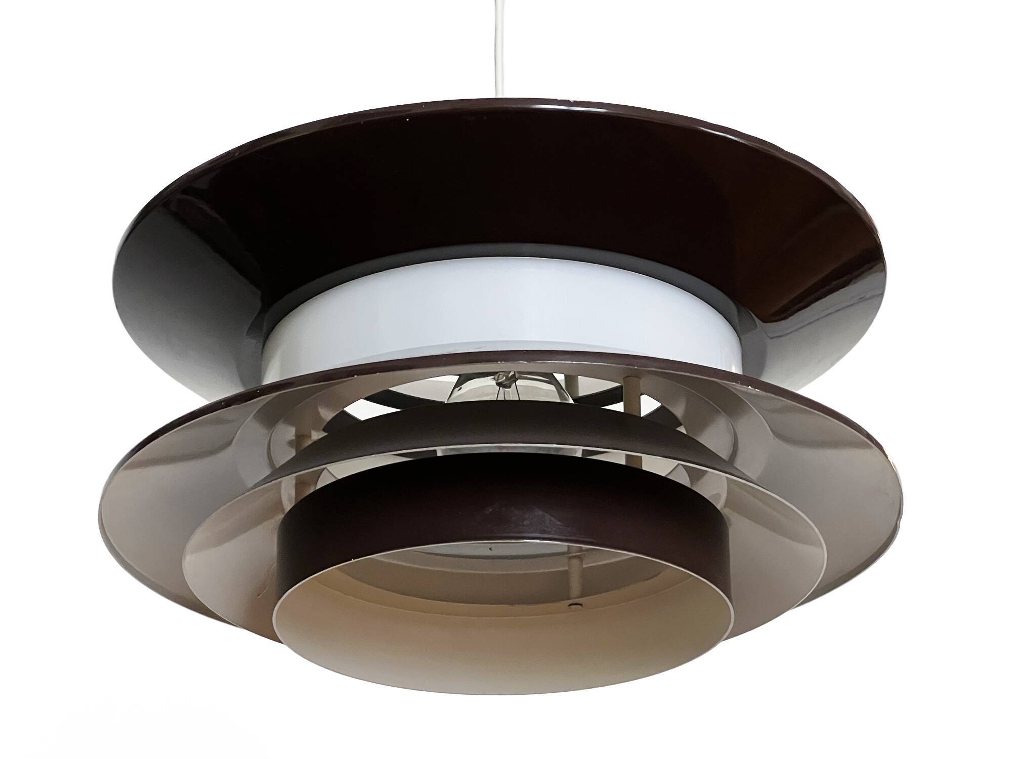Pendant light "Trava" large brown version by Carl Thore for Granhaga Metallindustri. Sweden 1970s.