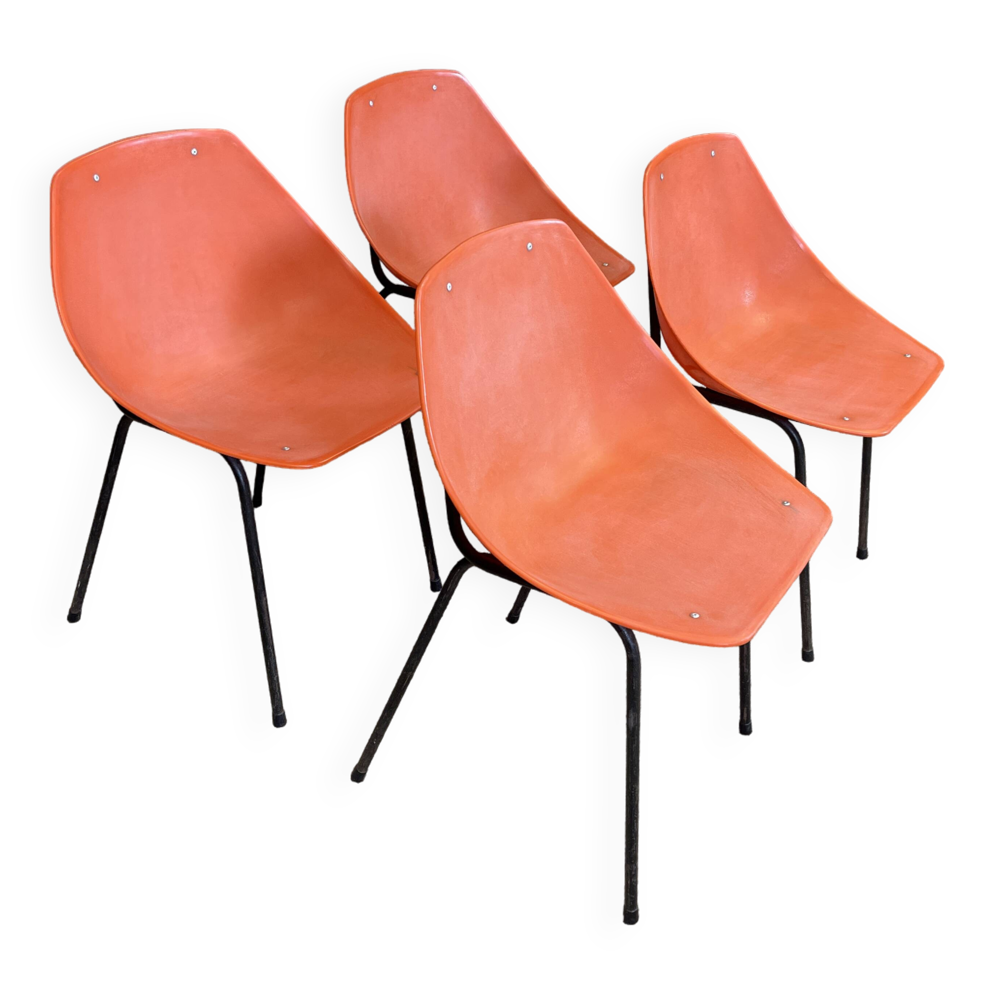 Set of 4 orange Guariche chairs