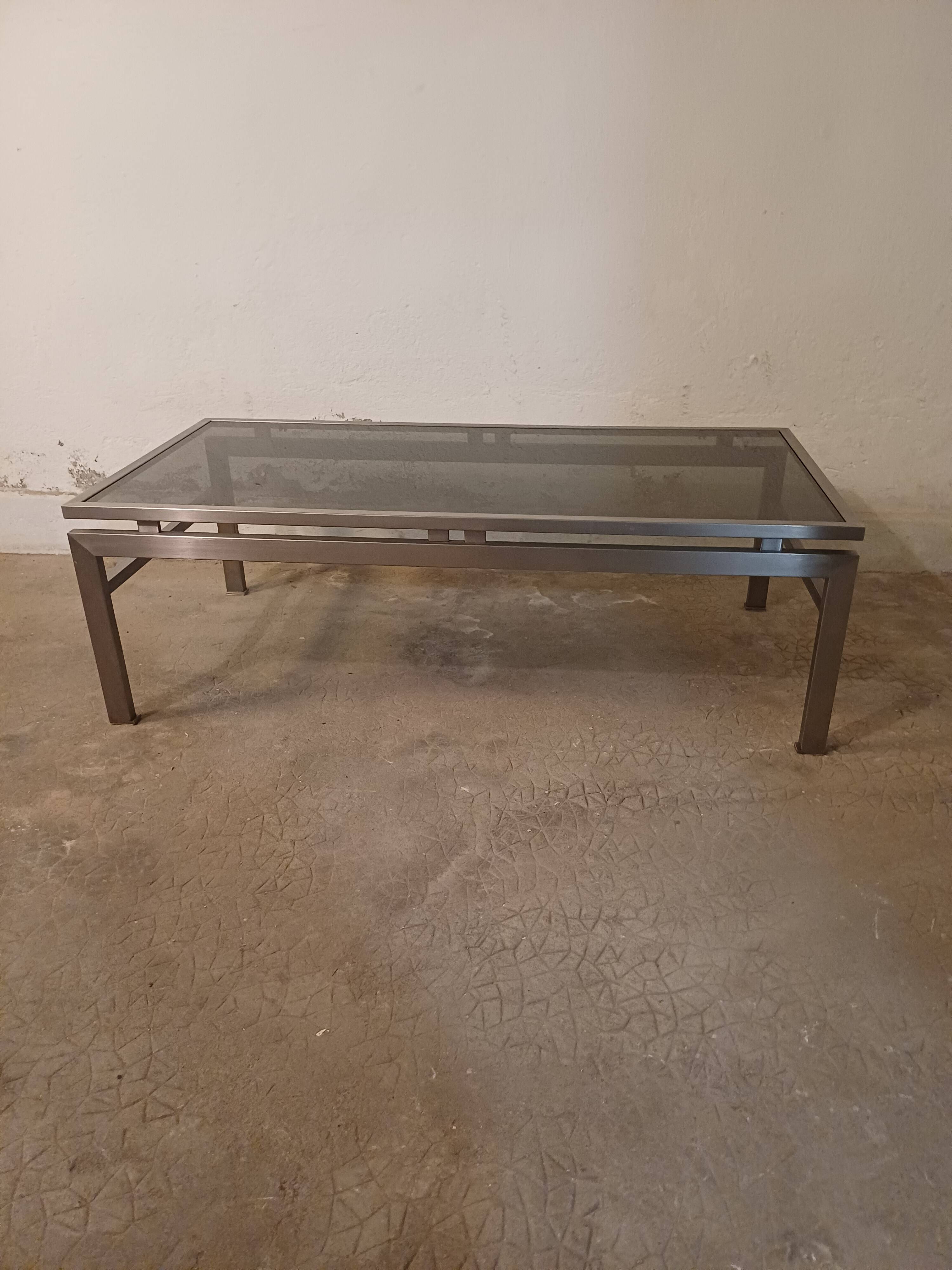 Table basse design vintage verre fumé