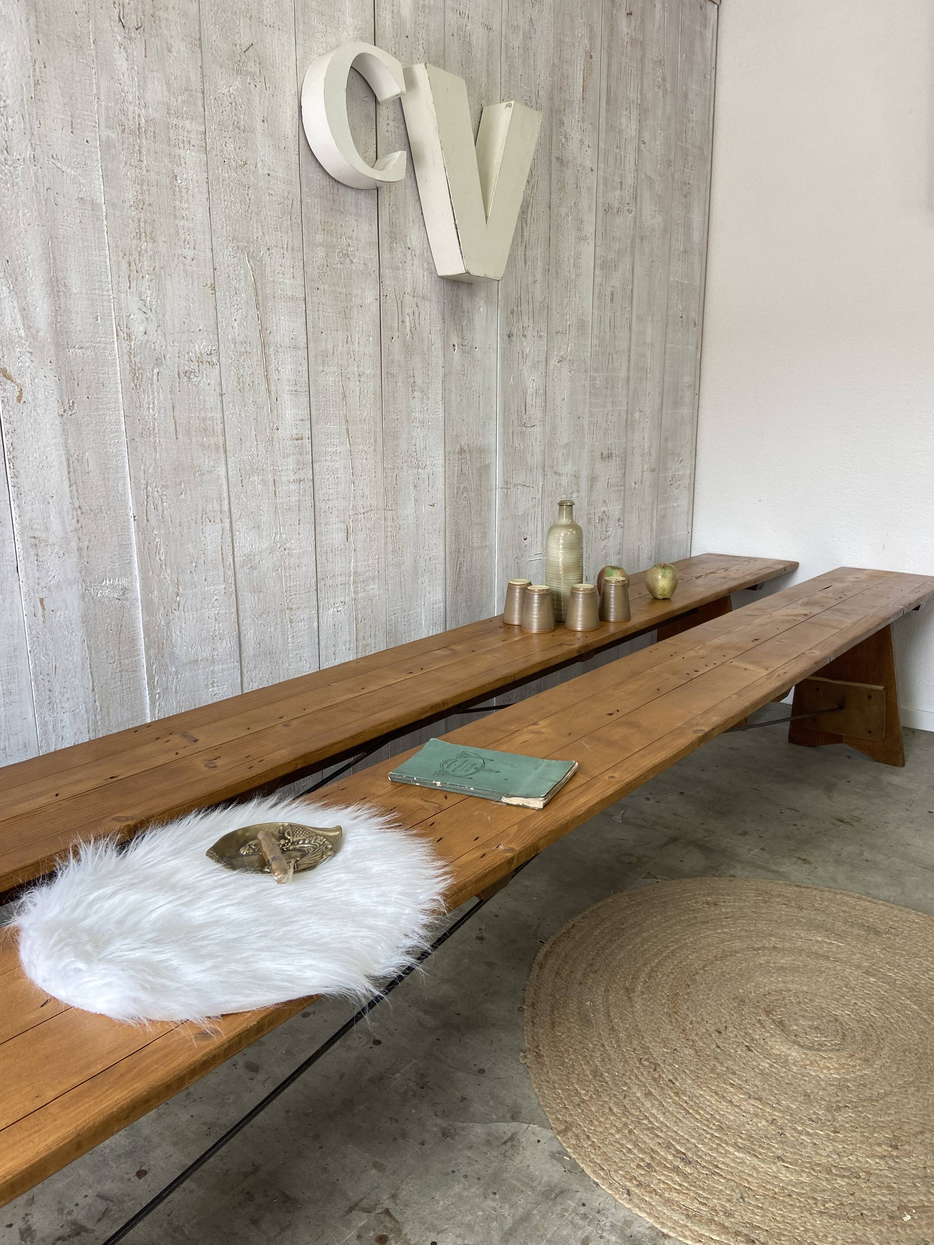 Pair of antique farm benches