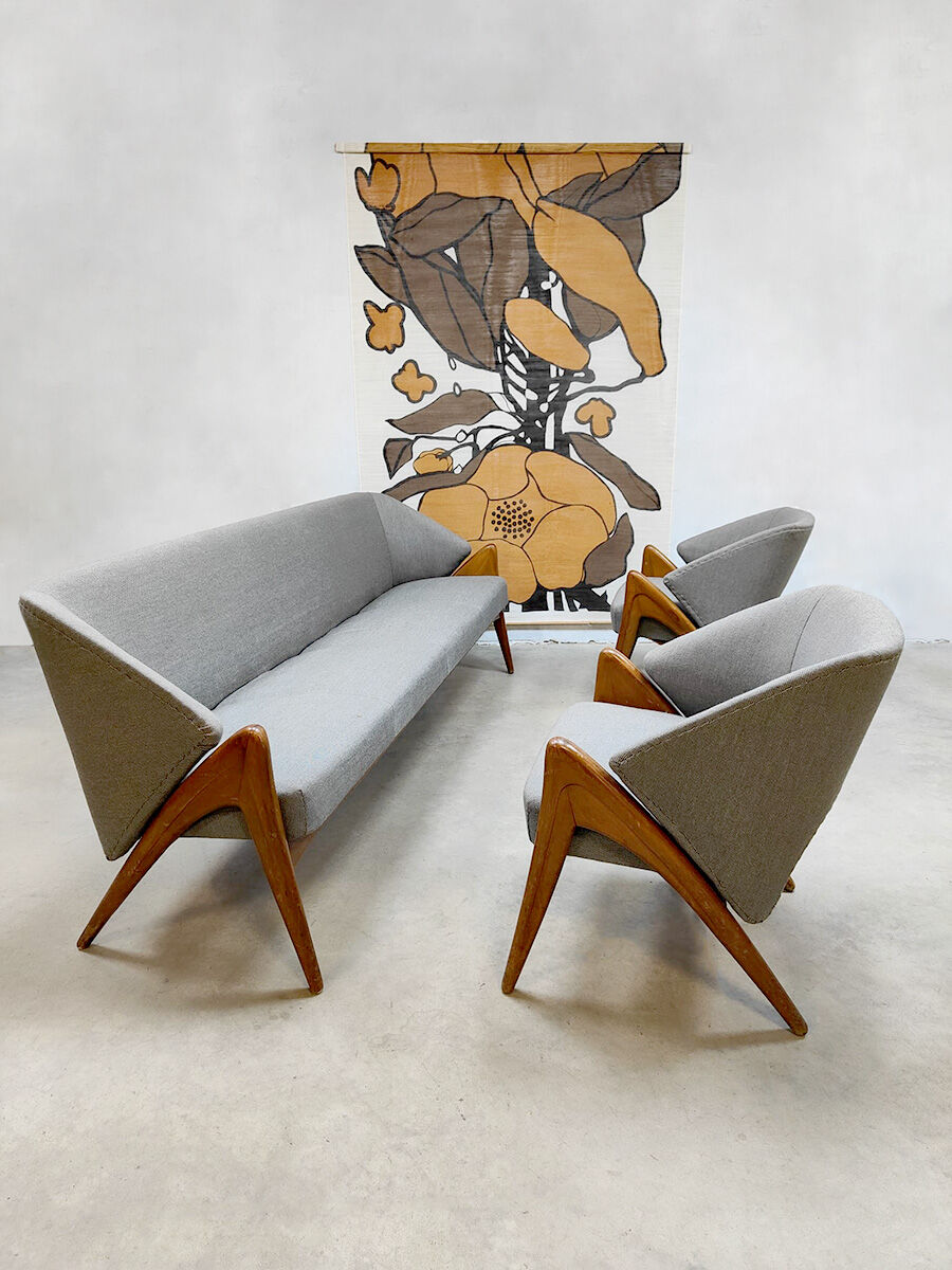 Midcentury scandinavian design lounge set sofa armchairs