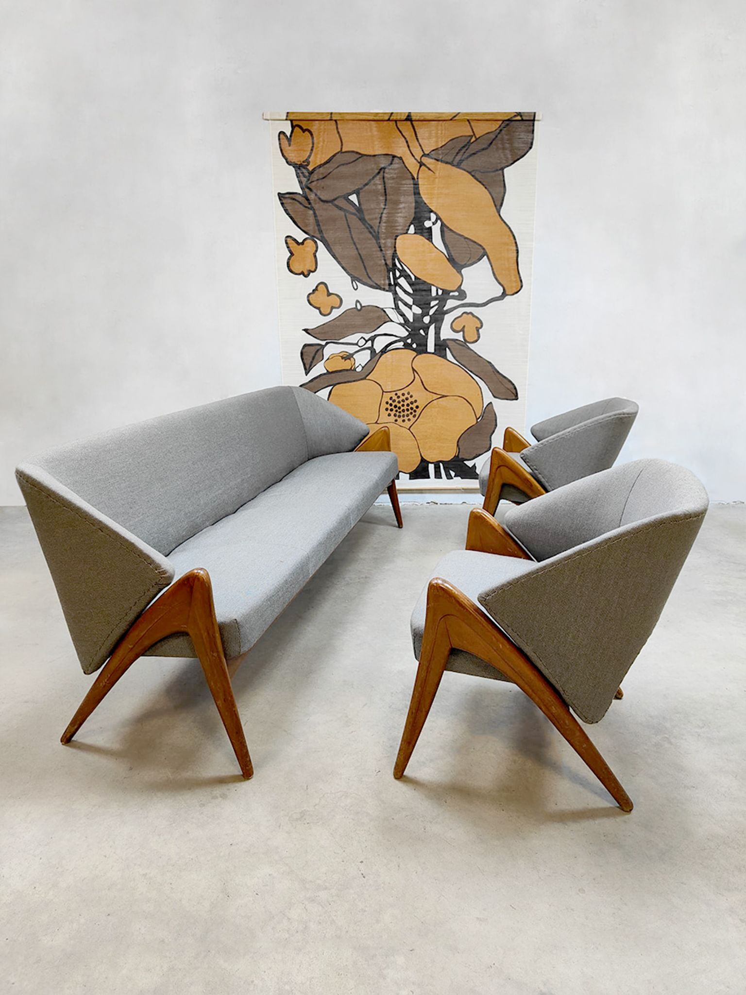 Midcentury scandinavian design lounge set sofa armchairs
