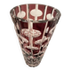 Vase cristal bohème en verre taillé rubis vintage