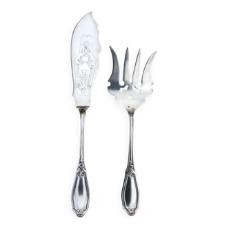 Couverts de service à Poisson: Fourchette + Couteau/pelle. Métal argenté Sa