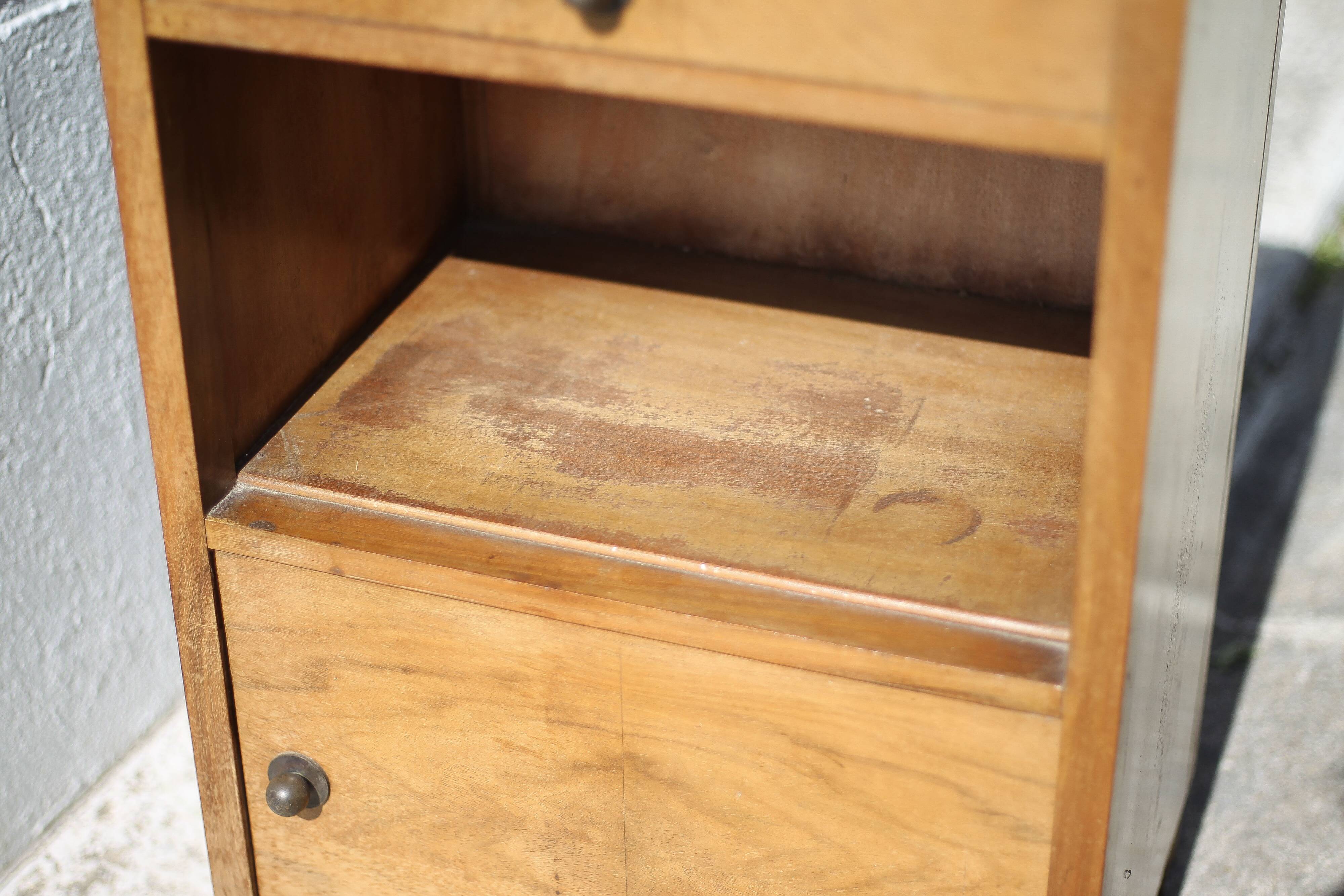 Art deco bedside table, art deco wooden bedside table with marble slab