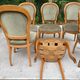 Set of 6 Louis Philippe Louis XV medallion chairs in solid wood with green velvet.
