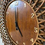 1960s vintage rattan sun clock