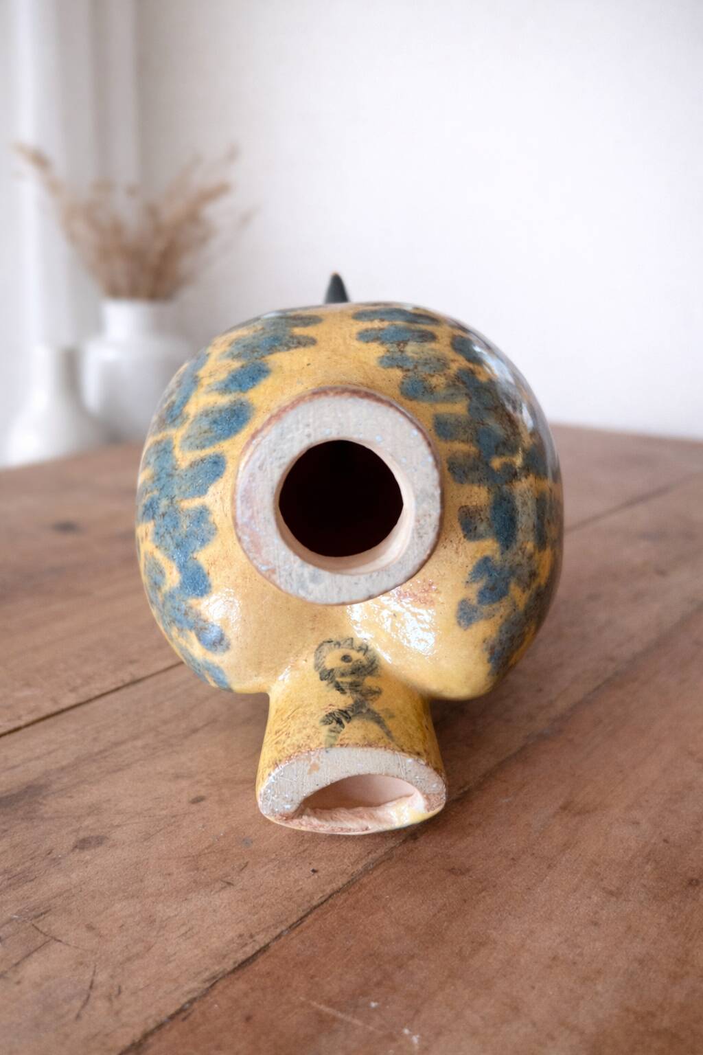 Decorative bird in glazed earthenware, Europe, around 1960.