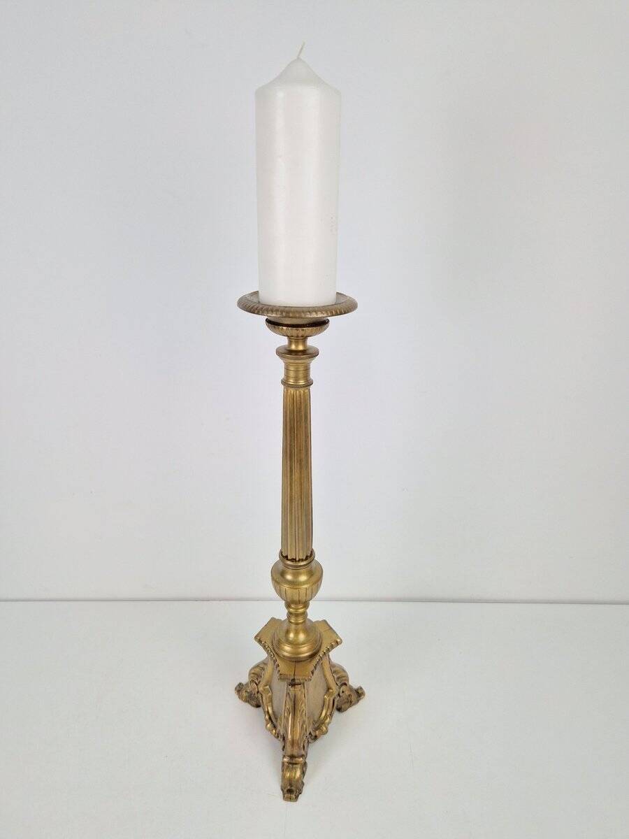 Large 19th Century Copper Church Candle Holder, France