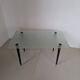 Table basse vintage en bois, verre et laiton