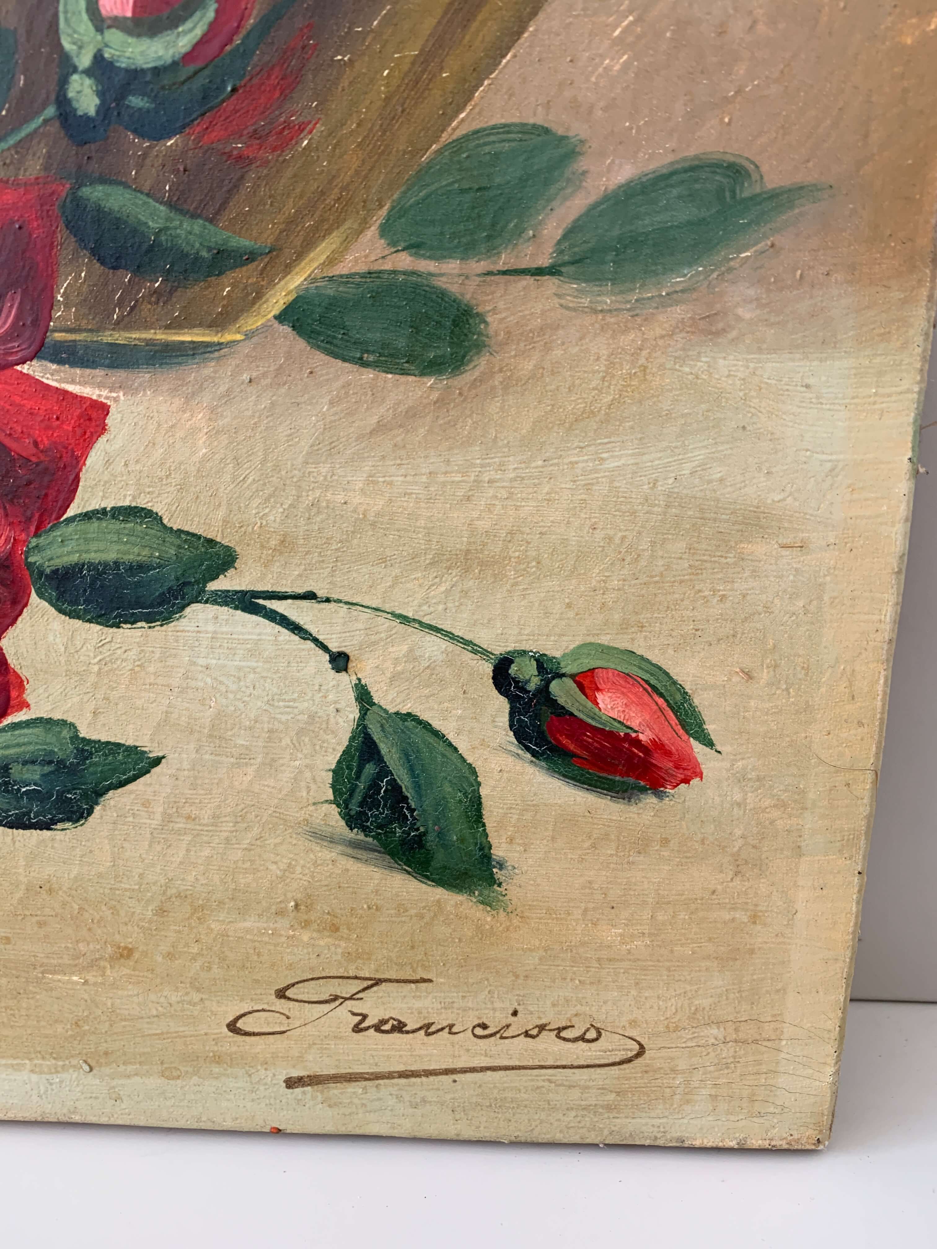 Ancienne peinture de roses