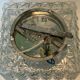 Square porthole ceiling light in chiseled glass from the 60s-70s