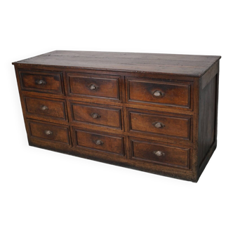 Antique French Oak & Fruitwood Apothecary / Filing Cabinet, Early 20th Century