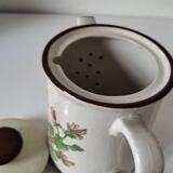 Vintage flowered stoneware teapot – 1970s