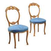 Chaises anciennes en hêtre sculpté avec assise rembourrée, Italie, XIXe siècle