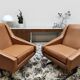 Vintage Italian cognac design lounge chairs 'Hermes style'