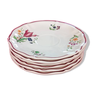 6 hand-painted Sarreguemines Strasbourg model saucers