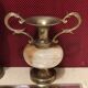 Duo de vases vintages en onyx et laiton