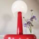 Lampe champignon en acier laqué et opaline, bubble gum, space age, 1970