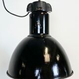 Industrial black enamel pendant light, 1930s