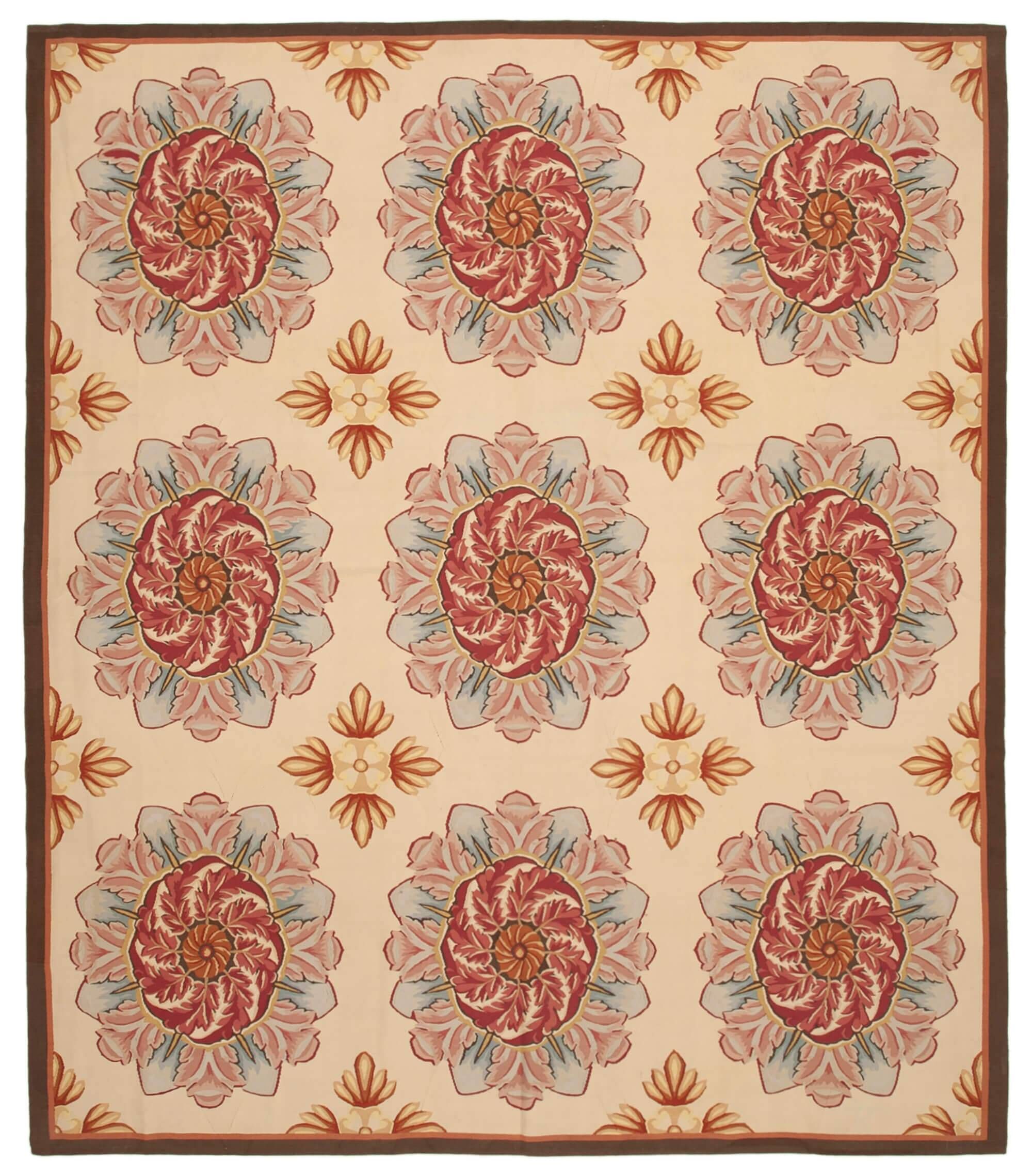 Handmade European Vintage Aubusson Kilim 308 cm x 356 cm