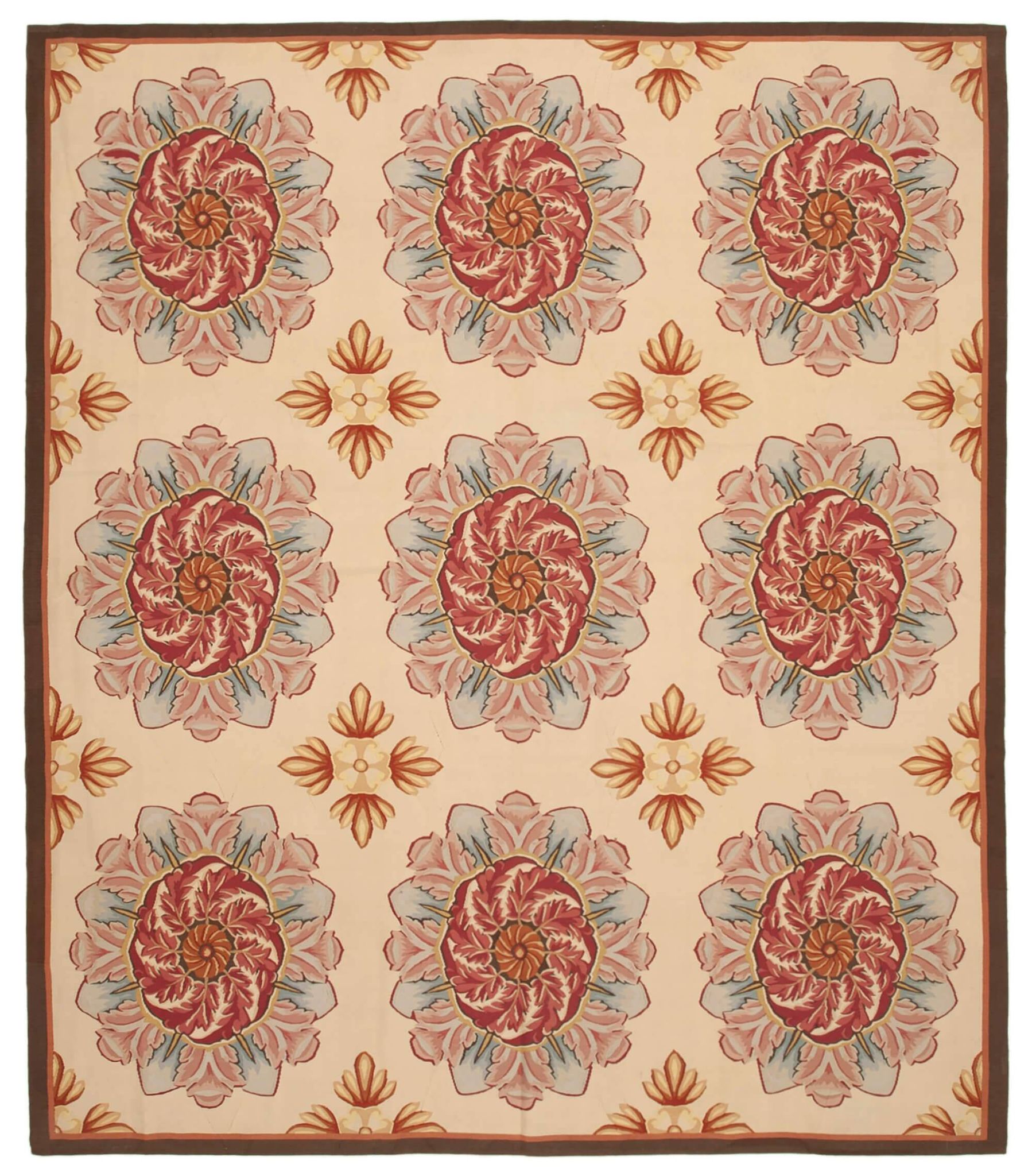 Handmade European Vintage Aubusson Kilim 308 cm x 356 cm