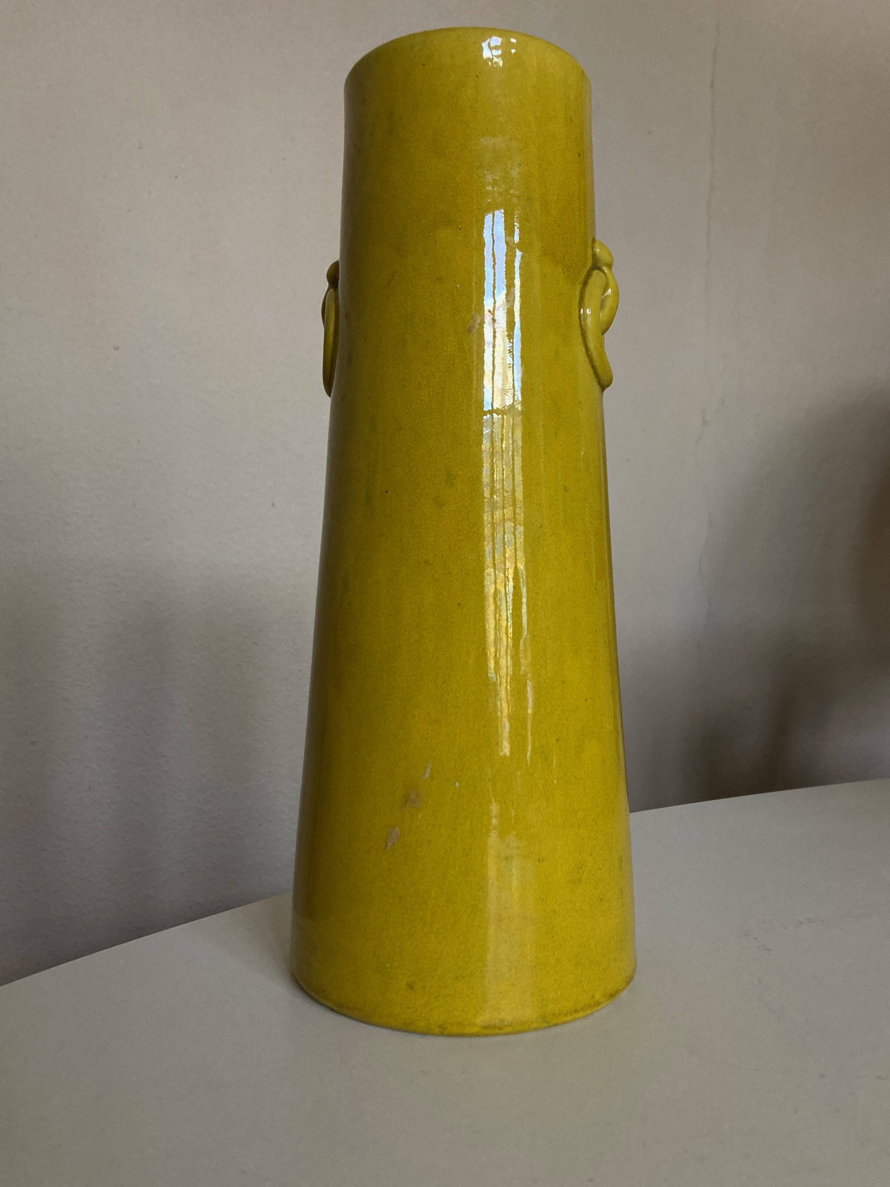 Scandinavian mimosa glazed earthenware vase neo classic mid century modern 1970