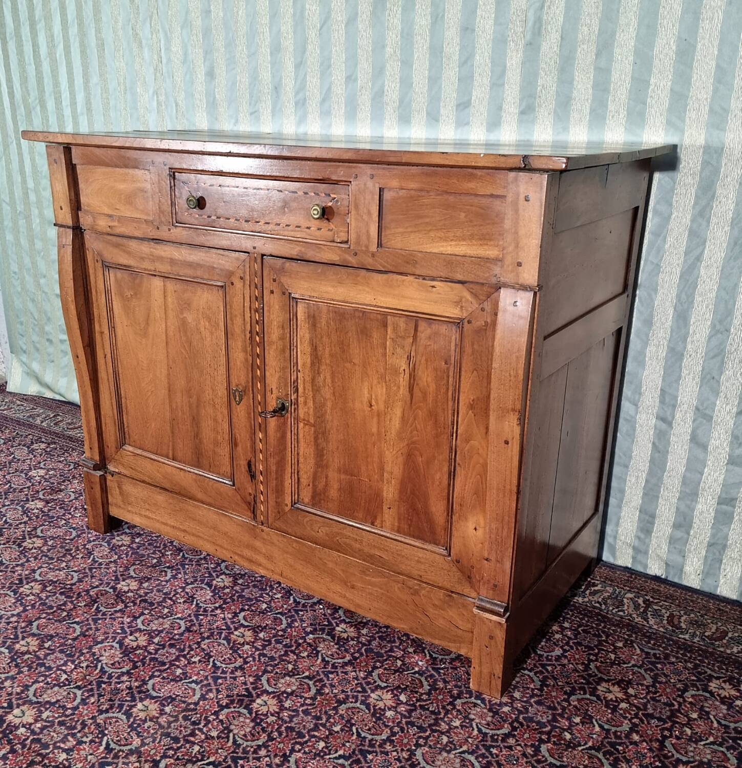 Low walnut sideboard with cross, Restoration period, 19th century