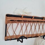 Metal and rattan coat rack