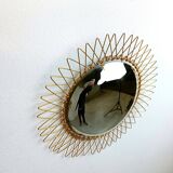 Vintage Bohemian golden sunburst mirror, 1960s