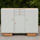 Renovated vintage buffet in Mado style – Celadon Libéron and natural wood – 13