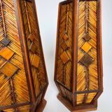 Vintage Mid Century Modern Handmade Tramp Art Matchstick & Geometric W