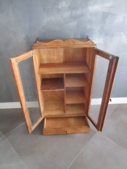 old wooden wall display case