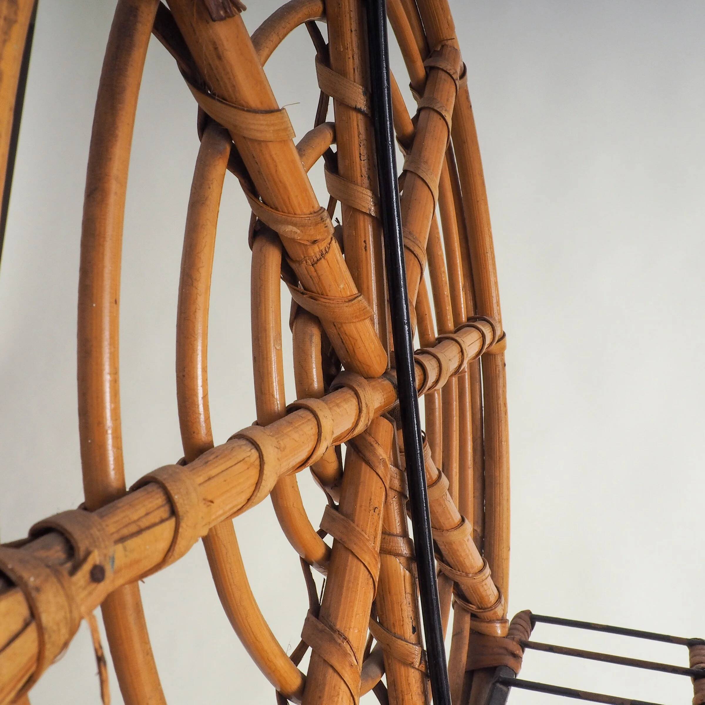 Mid-century round rattan magazine holder