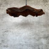 Large pendant light in corrugated teak leaf (Large D:60 H:20)