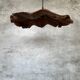 Large pendant light in corrugated teak leaf (Large D:60 H:20)